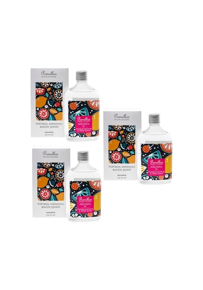 Pomellos 80 Derece Portakal Karnavalı & Akide Şekeri Kolonya Cam Şişe 250 ML x 3