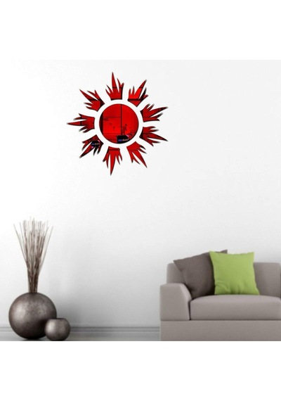 Güneş010 Model Modern Tasarım Mdf Üzeri Akrilik Duvar Dekorasyon Ürünleri Kırmızı Renk 50 X 50 Cm