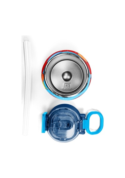 Coral High Kids Kırmızı Mavi Astronot Uzay Desenli Pipetli Ve Direkt İçim Çelik Termos 500 Ml 38127 Kırmızı