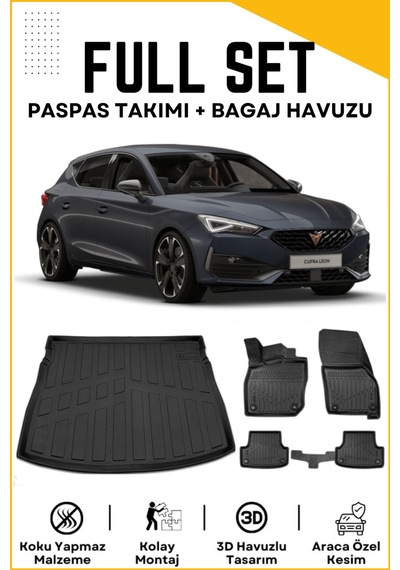 Cupra Leon 2024 Model Birebir Uyumlu Bagaj Havuzu+paspas Seti