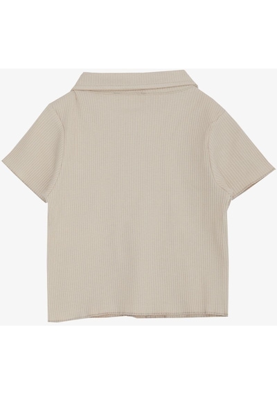 Breeze Kız Çocuk Tişört Crop Çıtçıtlı Fitilli 9-14 Yaş, Bej-bej Bej