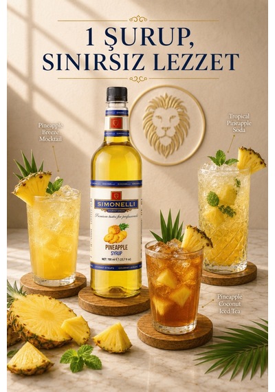 Simonelli Ananas Aromalı Kahve ve Kokteyl Şurubu 700 ML + Pompa