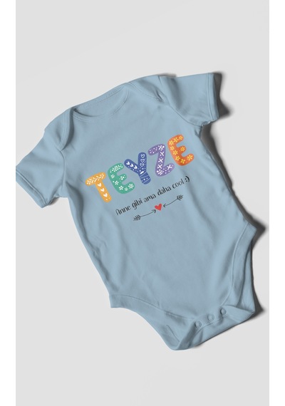 Morivokids Teyze Anne Gibi Ama Daha Cool Kısa Kollu Bebek Body %100 Pamuk Bebe Mavisi