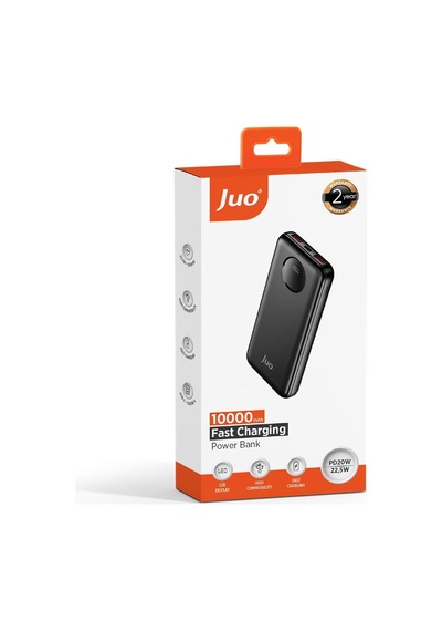 10000mah 22.5w Dijital Led Ekranlı Taşınabilir Hızlı Şarj Cihazı Powerbank Siyah