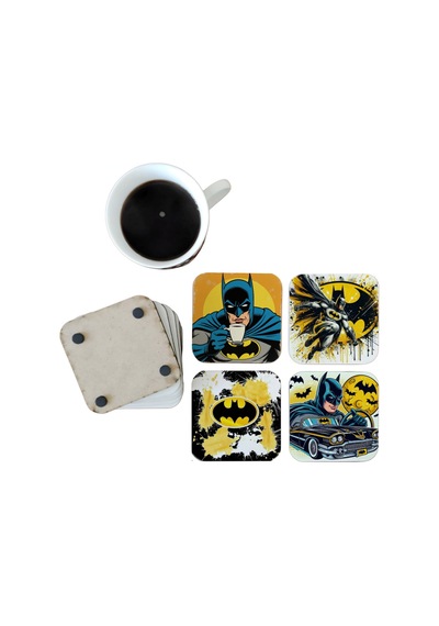 Batman Dekoratif Ahşap Bardak Altlığı Seti 0119 Çok Renkli
