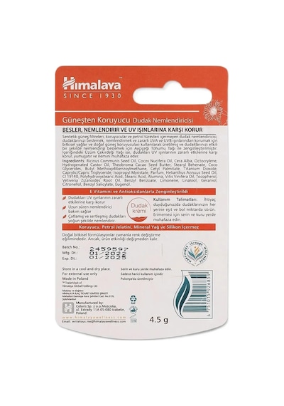 Himalaya Nemlendirici Dudak Bakım Kremi SPF30 3 x 4.5 G