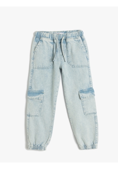 Koton Pamuklu Beli Bağcıklı Cepli Jogger Denim Pantolon Lıght Indıgo 5skg40075ad Açık Mavi Koton Pamuklu Beli Bağcıklı Cepli Jogger Denim Pantolon Lıght Indıgo 5skg40075ad Açık Mavi