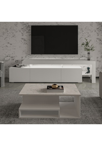 İnarch Dizayn Beliz Led Işıklı Tv Sehpası Ve Vera Orta Sehpa Set - Oturma Odası Modern Takım Beyaz Mermer İnarch Dizayn Beliz Led Işıklı Tv Sehpası Ve Vera Orta Sehpa Set - Oturma Odası Modern Takım Beyaz Mermer