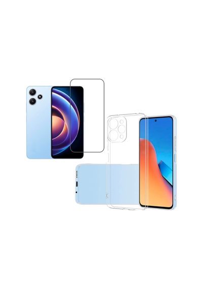 Xiaomi Redmi 12 Uyumlu Kılıf Soft Yumuşak Telefon Kılıfı Ve Temperli Cam Ekran Koruyucu Şeffaf Resimde Görünen