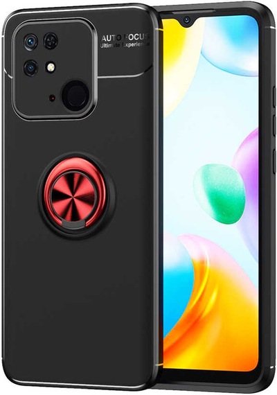 Xiaomi Redmi 10c Kılıf Zore Ravel Silikon Kapak Siyah-Kırmızı