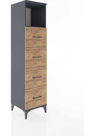 Hyperion Dolap Tek Raflı 4 Çekmeceli 44x44x182 Antrasit-çam Antrasit