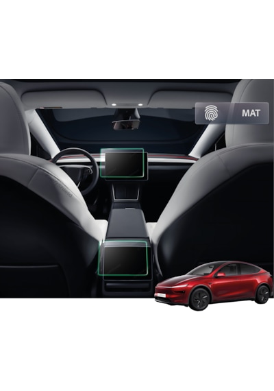 Tesla Model Y Juniper 2025 Uyumlu 15.4" Multimedya Ve 8" Arka Ekran Set Mat 9h Nano Ekran Koruyucu