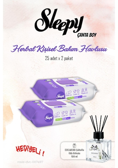 Sleepy Herbal 25'li Kişisel Bakım Havlusu 2 Paket ve Rosıe Koku Tekli