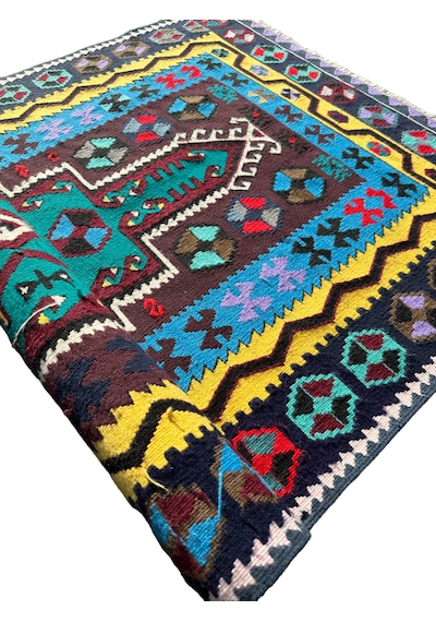 El Dokuma Sıfır Kilim Seccade 100x190 Renkli %100 Kilim  Teşhir Ürün