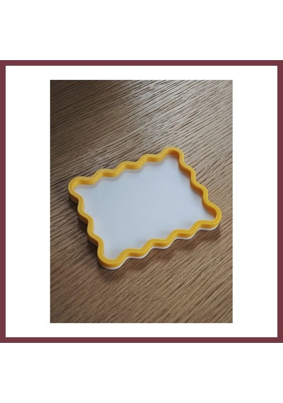 Storeşahin 3d Baskı Dalgalı Kenarlı İki Renkli Mini Tepsi Masaüstü Organizer Takı Ve Anahtar Tepsisi 15 Cm - Sarı Beyaz Shn0720