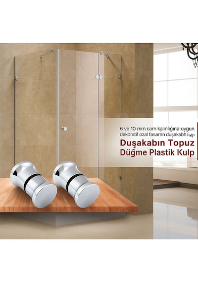 Ayrıntıshop Duşakabin Cam Kabin Kapı Tutamağı Plastik Krom Kaplamalı Krom