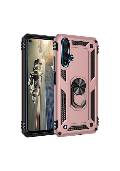 Huawei Nova 5T Kılıf Zore Vega Yüzüklü Standlı Zırh Kılıf