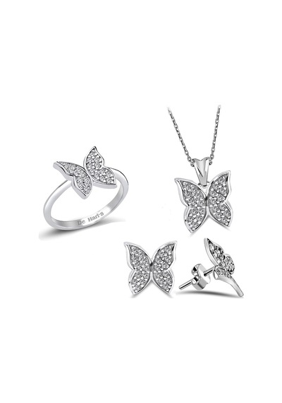 Kuyumcudukkani Kelebek Sembollu Mini Set -24038-w-w 15 Beyaz