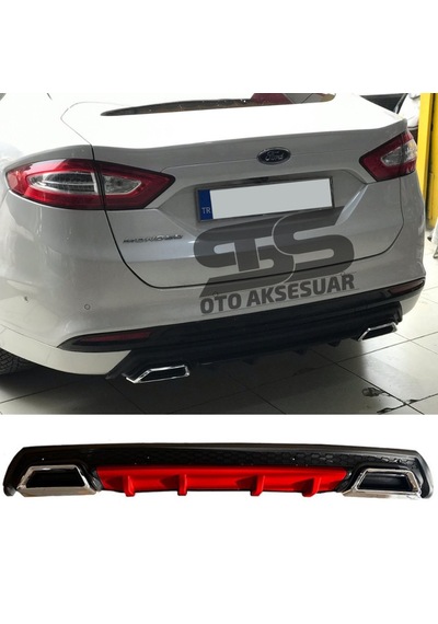 Ford Mondeo Mk4 Difüzör Arka Tampon Eki 2 Egzoz Çıkışlı Kırmızı Lüx Tip