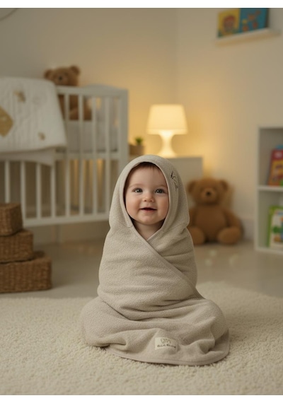 Bambu Antibakteriyel Bebek Nakışlı Havlu Kundak 75x75 Ve Kese Bambu Antibakteriyel Bebek Nakışlı Havlu Kundak 75x75 Ve Kese Bej