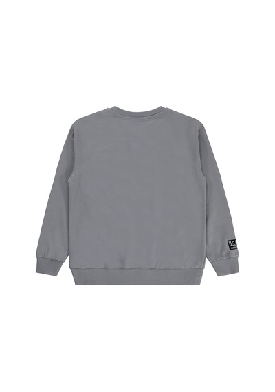 Silversun Kids Silversun Basic Etiket Armalı 8-13 Yaş Sweatshirt - Gri