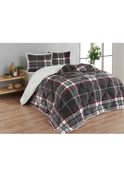 Merinos Comforter Çift Kişilik Yorgan Seti - Anna Gri