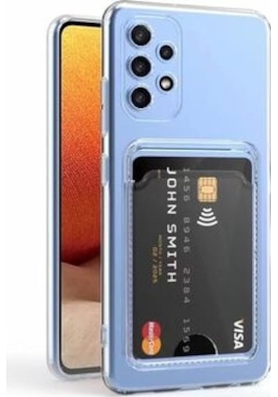 Samsung Galaxy A23 İle Uyumlu Kılıf Kartlıklı Kartvizitli Şeffaf Telefon Kılıfı Kapak