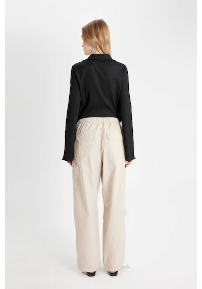 Defacto Coool Paraşüt Poplin Pantolon Basic Düz Cepli Beli Lastikli A6266AX24AUBG191 Bej