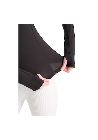 Hnc Sport Kadın Siyah Nefes Alan Compression Spor Body Tişört - Bilek Detaylı Tasarım