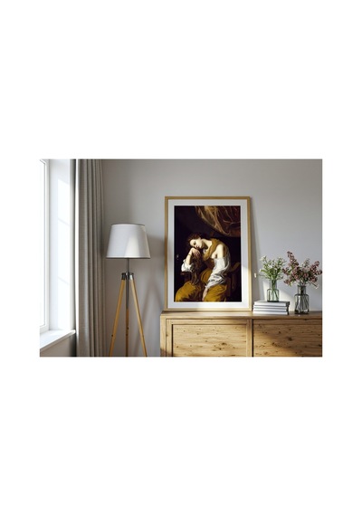 Rönesans Gentileschi Melankolik Azize Magdalena Çerçevesiz Poster 21x30 Cm A4 Tablo Rönesans