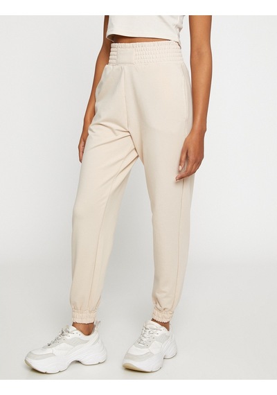 Koton Jogger Eşofman Altı Cep Detaylı Ekstra Yüksek Bel Bej 3sal40018ık 3SAL40018IK060 Ekru