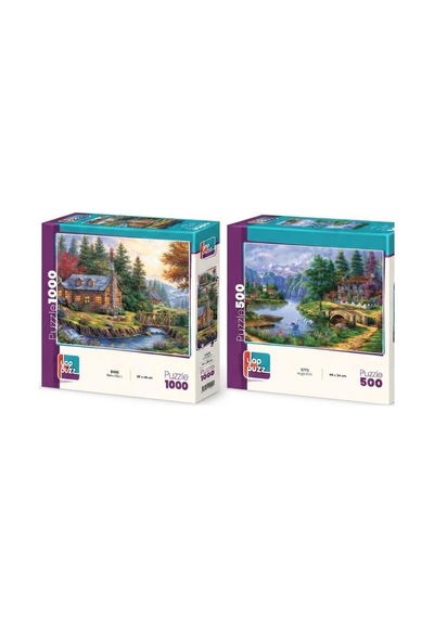 Tahta Köprü Ve Kuğu Gölü İkili Set - 1000 + 500 Parça İkili Puzzle Seti
