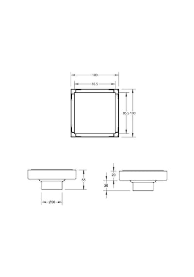 Fause Komple Çelik Seramik Uyumlu Ankastre Yer Süzgeci 10x10 Cm Ksz101
