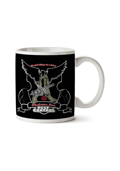 We Gank Things For A Living Winchester Bros Pest Control Supernatural İki Tarafı Baskılı Kupa Bardak Çok Renkli