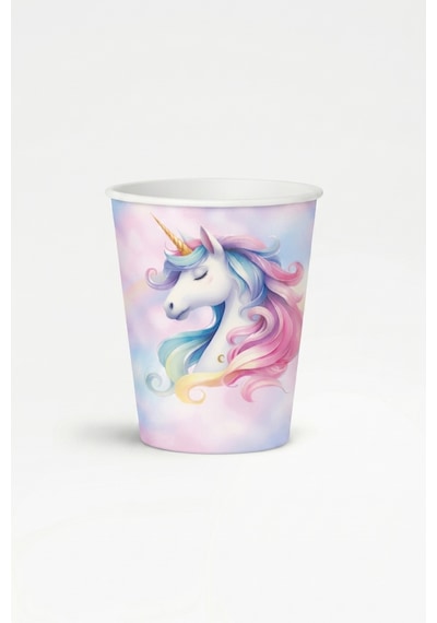 Pembe Unicorn Figürlü 8'li Tabak Bardak Set Tüm Yaşlar