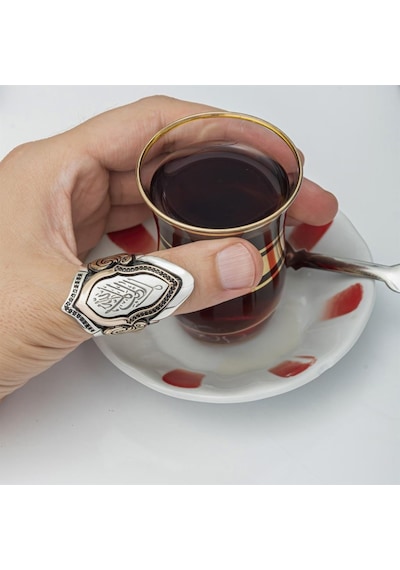 Alyans Evim 925 Gümüş La Galibe İllallah Yazılı Okçu Zihgir Erkek Yüzük