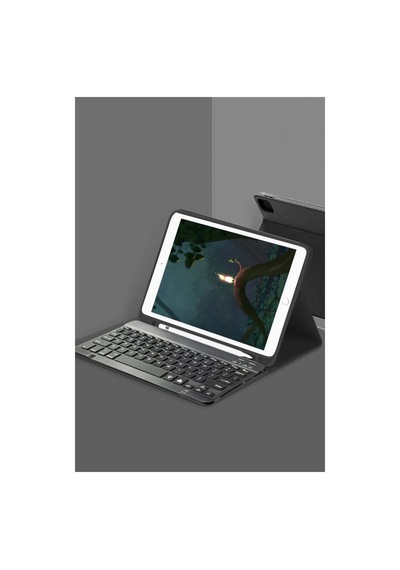 Apple iPad Uyumlu 5 Air 9.7 Kılıf Kc01 Smart Klavyeli Tablet Kılıfı - Siyah