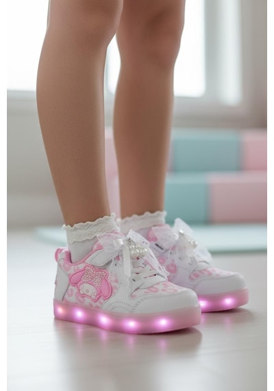 Tuğba Ortopedi 300 Kız Çocuk Işıklı Sneaker Beyaz/pembe