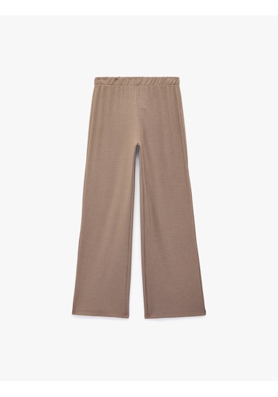 Koton Beli Lastikli Rahat Kalıp Viskon Karşımlı Triko Pijama Altı Kahverengi 7wlk40061mk Kahve