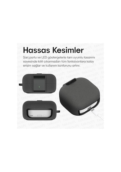 Galaxy Buds 4 Pro Ve Buds 4 İle Uyumlu Mandallı Kapak Kilit Sistemli Kumlanmış Mat Dokulu Darbelere Dayanıklı Hibrit Kılıf Gri, Galaxy Buds 4 Pro/4