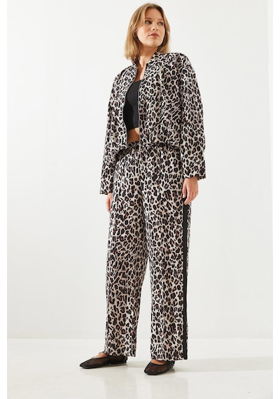 Shade Kadın Yan Çizgili Leopar Jogger Pantolon Mbms015 60501015 - Leopar