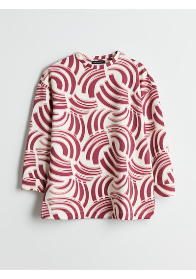 Lcw Modest Pembe Desenli Oversize Kadın Sweatshirt Tunik