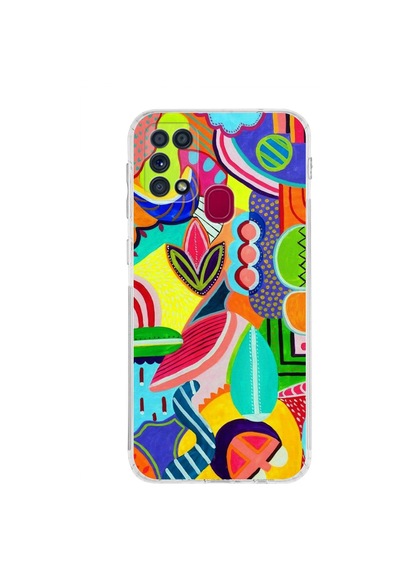 Samsung Galaxy M31 İle Uyumlu Retro Color 6 Kamera Korumalı Şeffaf Kılıf Şeffaf