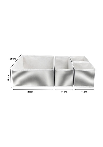 4'lü Çekmece Ve Dolap İçi Düzenleyici Organizer Set Kumaş 30 X 30 Gri Tr Diğer