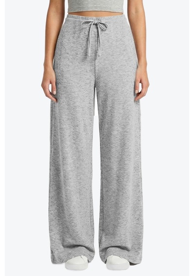 Cottonhill Gri Melanj Viskon Basic Yüksek Bel Bol Paça Bağcıklı Kadın Pantolon Cottonhill Gri Melanj Viskon Basic Yüksek Bel Bol Paça Bağcıklı Kadın Pantolon