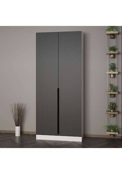 Minar Kale 210 Cm 2 Kapaklı 2b Raf Portmanto Byz Mbr Çizgili Ant
