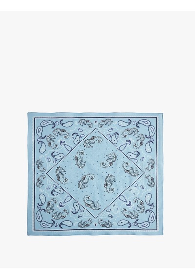Koton Desenli Kare Fular Bandana Mavi 6sak50129aa