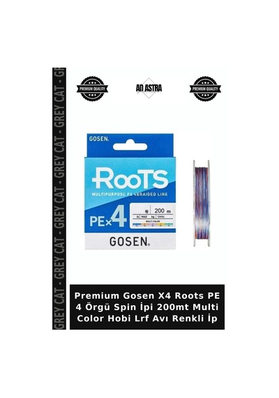 Premium Gosen X4 Roots Pe 4 Örgü Spin İpi 200mt Multi Color Hobi Lrf Avı Renkli İp 0.6 PE