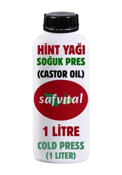 Safvital %100 Saf Katkısız Hint Yağı 1 Litre Castor Oil Hexan Free Heksansız Soğuk Pres Kalite 1 L