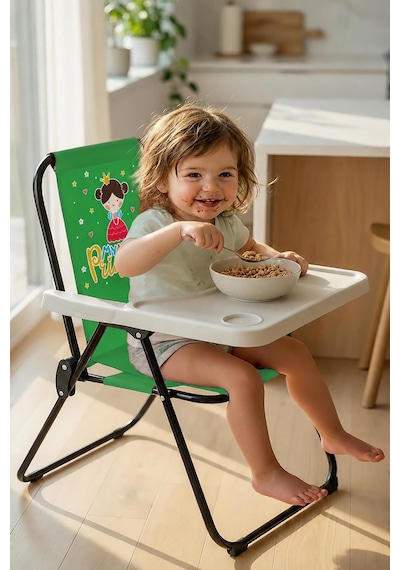 Exent Kids 2 6 Yaş, Katlanır Portatif Mama Sandalyesi, Tak-çıkar Masa İle-mylittle Princess-yeşil